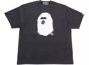 A Bathing Ape Spray Ape Head Garment Dyed Tee in Black xld