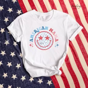 All American Mama Stars and Stripes Bleached Shirt