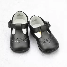 Angel Baby Girls Black Leather T-Strap Mary Janes