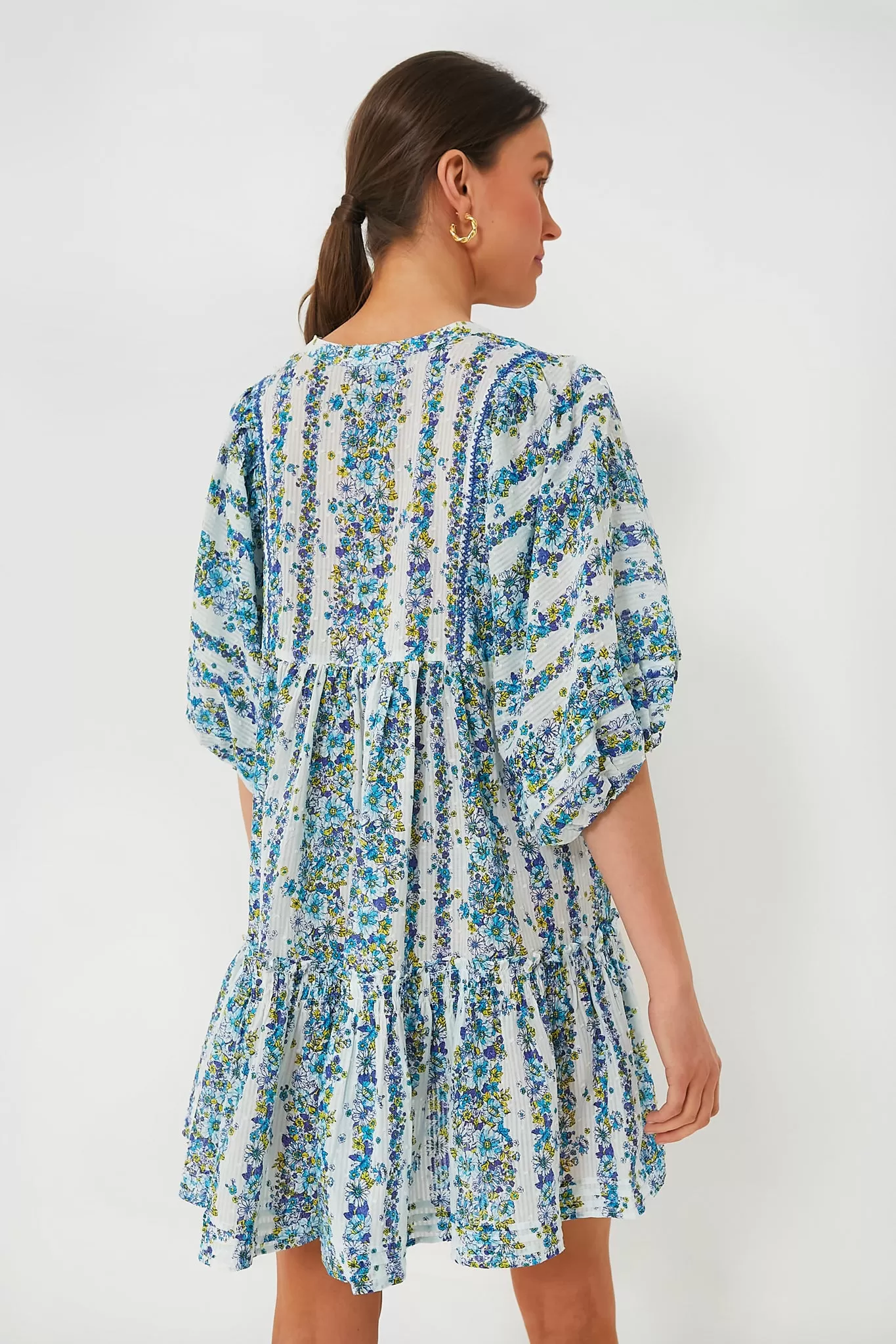 Blue Waves Flowers Aria Mini Dress