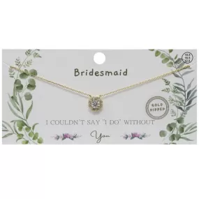 BRIDESMAID CZ Pave Flower Pendant Gold Dipped Necklace