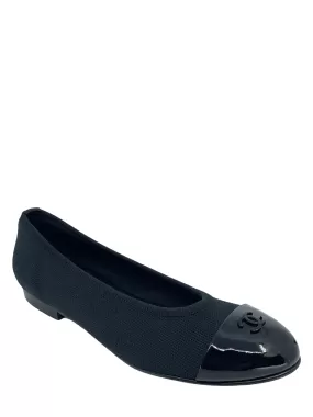 Chanel Fabric Patent CC Cap Toe Ballerina Flats 6