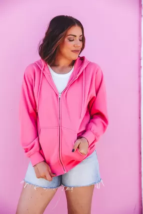 Charlie Zip Up Hoodie-Pink