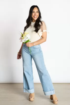 Dashing Beauty Ivory Short Sleeve Top