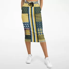 Dauphin Patchwork Stripe Eco-Poly Long Pocket Skirt