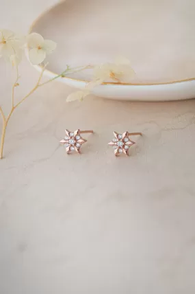 Flower With A Edge Rose Gold Plated Sterling Silver Stud Earrings