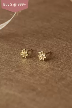 Geometric Flower Gold Plated Mini Sterling Silver Stud Earrings