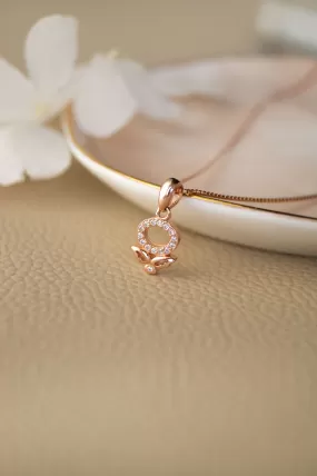 Halo Flower Rose Gold Plated Sterling Silver Pendant