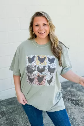 Multi Mix Print Chickens Graphic Tee, Sandstone