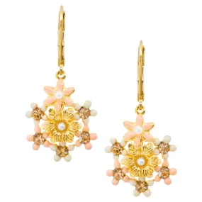 Pink Blossom Flower Wreath Drop Earrings by Eric et Lydie