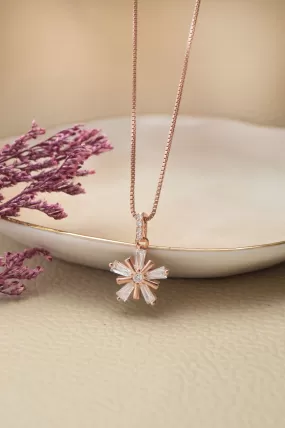 Star Burst Flower Rose Gold Plated Sterling Silver Pendant